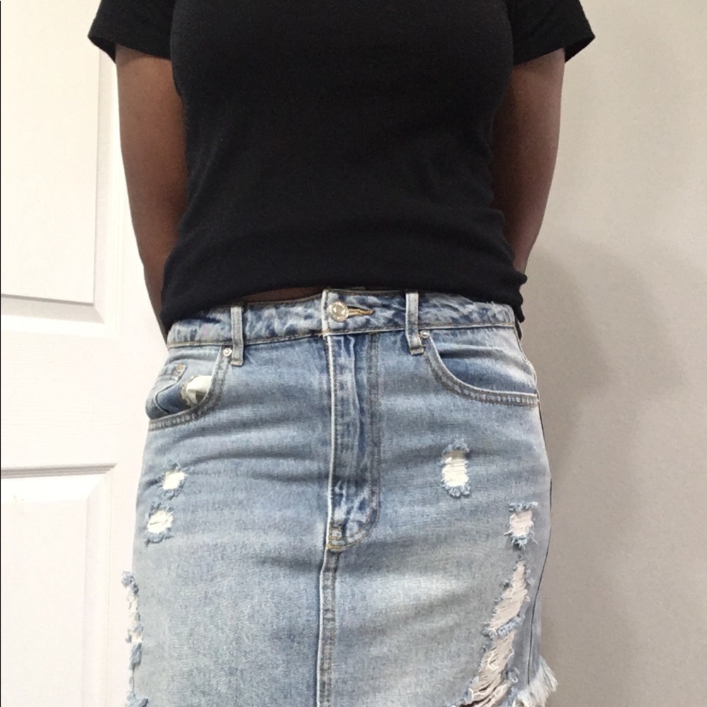 Ripped jean skirt